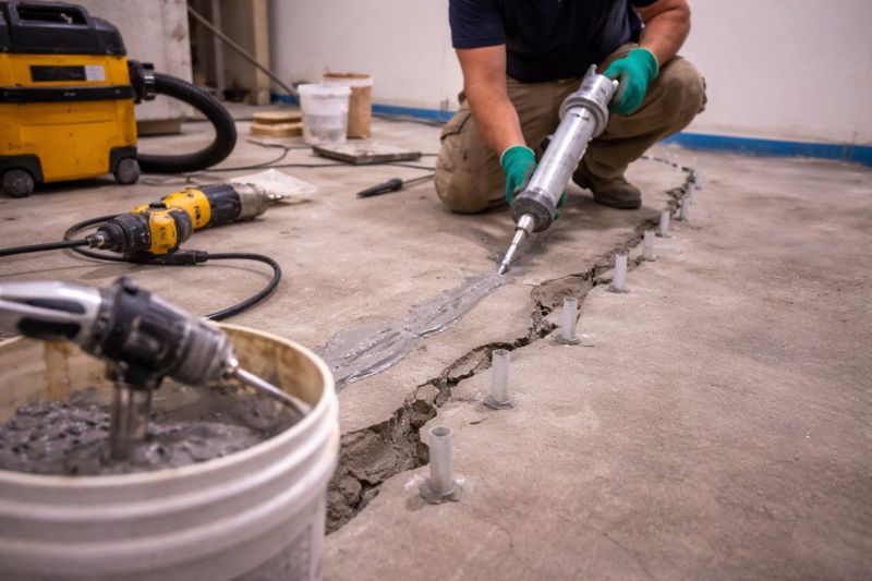 Cracked Basement Floor Repair in Hutchinson, KS